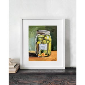 Pickles Oil Painting Original Still Life Painting Cucumber Art Pickle Jar Artwork Dinning Room Decor Organic Wall Art Food Art Mini Painting