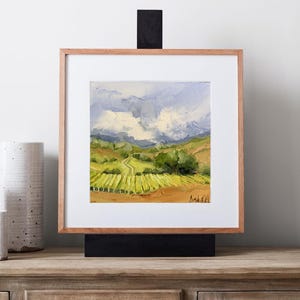 Italy Oil Painting Farm Vineyard Mini Canvas Painting Tuscany Painting Original Farmhouse Style Art Farm Field Wall Art Italian Artwork