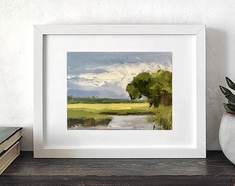 Salt Marsh Painting Mini Canvas Painting Small Oil Painting Mini Original Art Abstract Landscape Miniature Painting Tiny Framed Painting