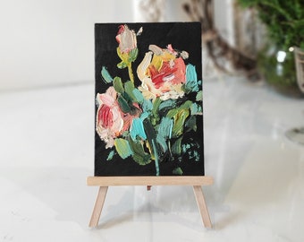 Pink peonies original painting original oil painting Small painting Original art Flowers wall art Floral artwork Abstract flowers painting