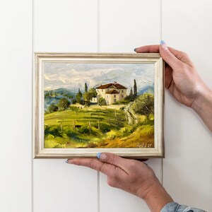 Tuscany Painting Mini Canvas Oil Painting Florence Artwork Italy Painting Italian Landscape Painting Italian Cypress Countryside Wall Art