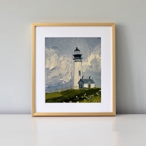 Lighthouse Canvas Oil Painting Miniature Painting Lighthouse Decor Oregon Coast Wall Art Original Artwork Scenic Art Landscape Oil Painting