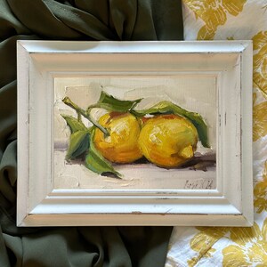 Lemon Art Small Oil Painting Still Life Painting With Lemons Fruit Painting Miniature Painting Original Lemon Decor Food Art Lemon Wall Art