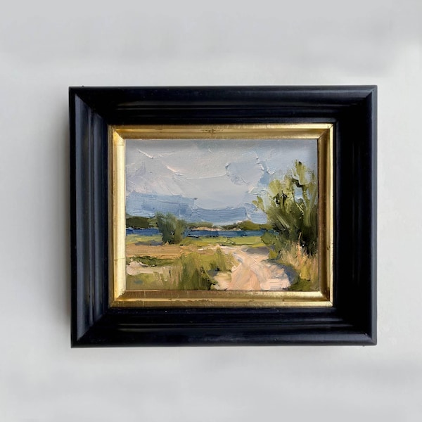 Fall original oil painting on canvas tiny home decor for gift
