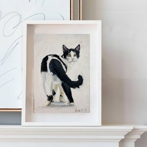 Tuxedo Cat Oil Painting Canvas Original Cat Portrait Painting Cat Art Funny Pet Portrait Art Gifts For Cat Lovers Pet Oil Painting For Gift