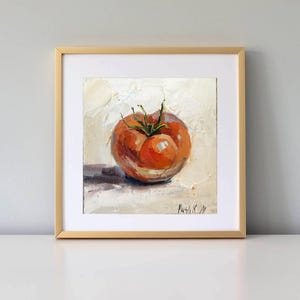 Tomato art still life oil painting on canvas farm house kitchen art vegetable original artwork food painting for dinning room wall decor