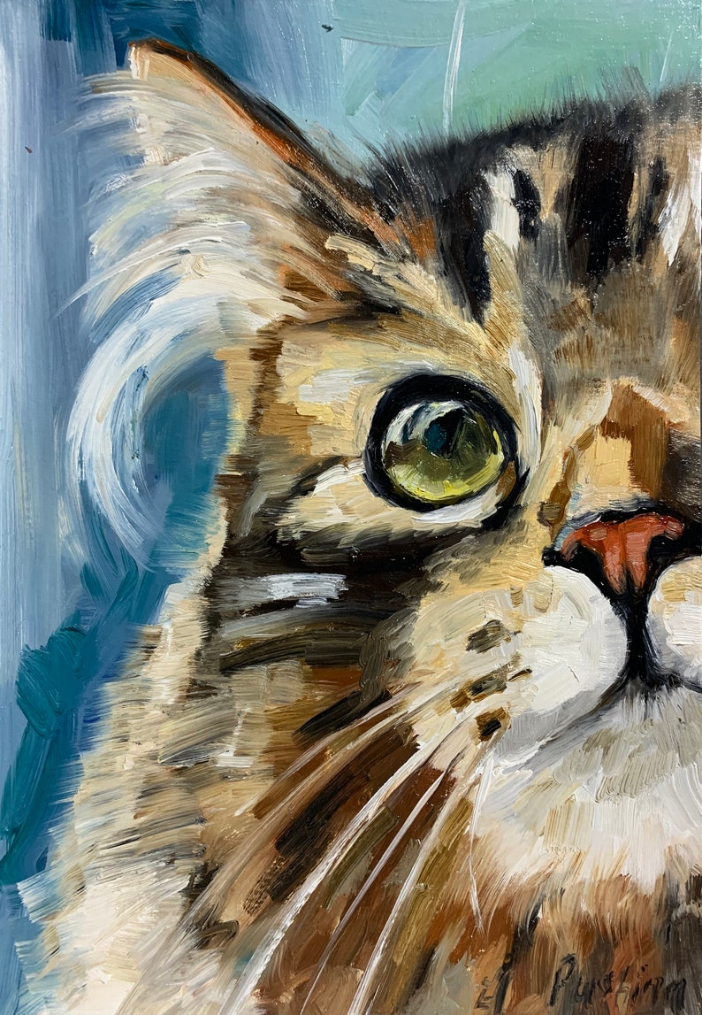 Custom Cat Portrait Oil Painting Pet Portrait Canvas Custom Pet Painting Cat Artwork Original Cat Art Gift For Cat Lovers Cat Owner Gift 8x10 canvas board inches