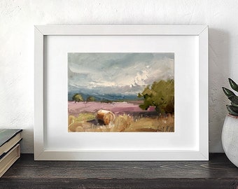 French Provincial Oil Painting Canvas Farm Field Wall Art Lilac Painting French Country Art Scenic Landscape lavender Painting Fall Artwork