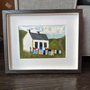 Scotland Art House Portrait Original Small Oil Painting Scottish Highland Landscape Plein Air Painting Scotland Gifts Cheap Original Art Frame included brown