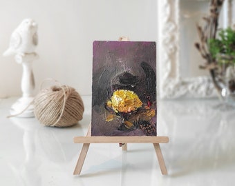 Lemon wall art small lemon original oil painting small art impasto painting lemon wall decor yellow art fruit painting lemon original art