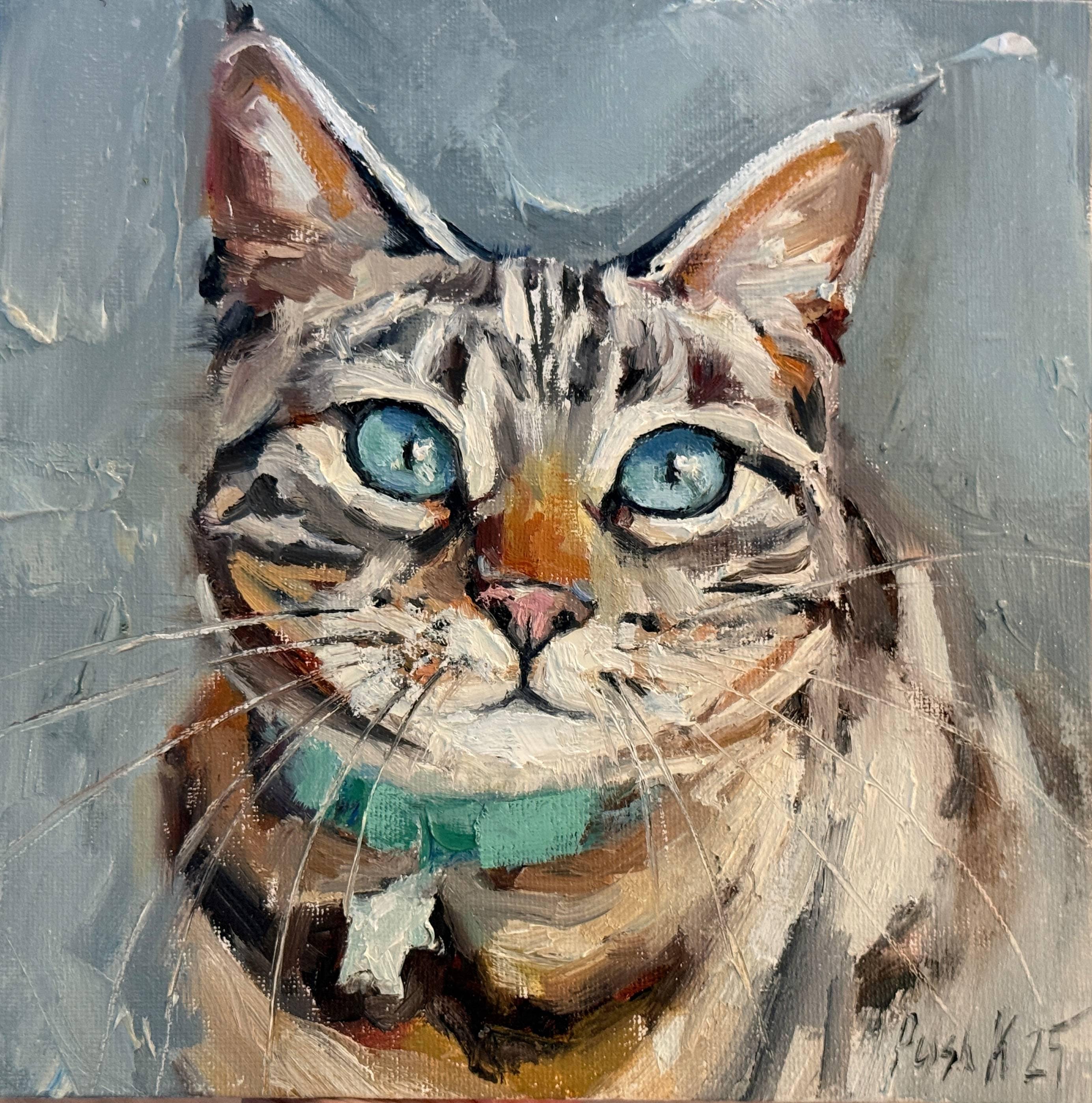 Tabby Cat Oil Painting on Canvas: Original Pet Portrait - Etsy
