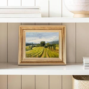 Italian landscape oil painting on canvas small Italy wall art Tuscany original artwork countryside painting vineyard farmhouse abstract art