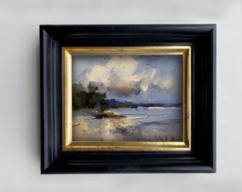 Küsten Ölgemälde: Abstrakte Meerlandschaft Leinwand Kunst, 13x18 Mini Kunstwerk