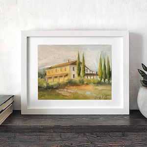 Landhaus in der Toskana: Italienische Landschaftsmalerei auf Leinwand