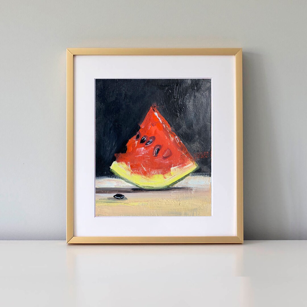 Watermelon Slice Still Life Oil Painting Fruit Painting Cheap Original
