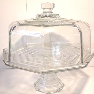 Gambridge Tuscany Collection Cake Stand, Glass Pedestal Cake Stand, Cake Stand with Octagon Dome