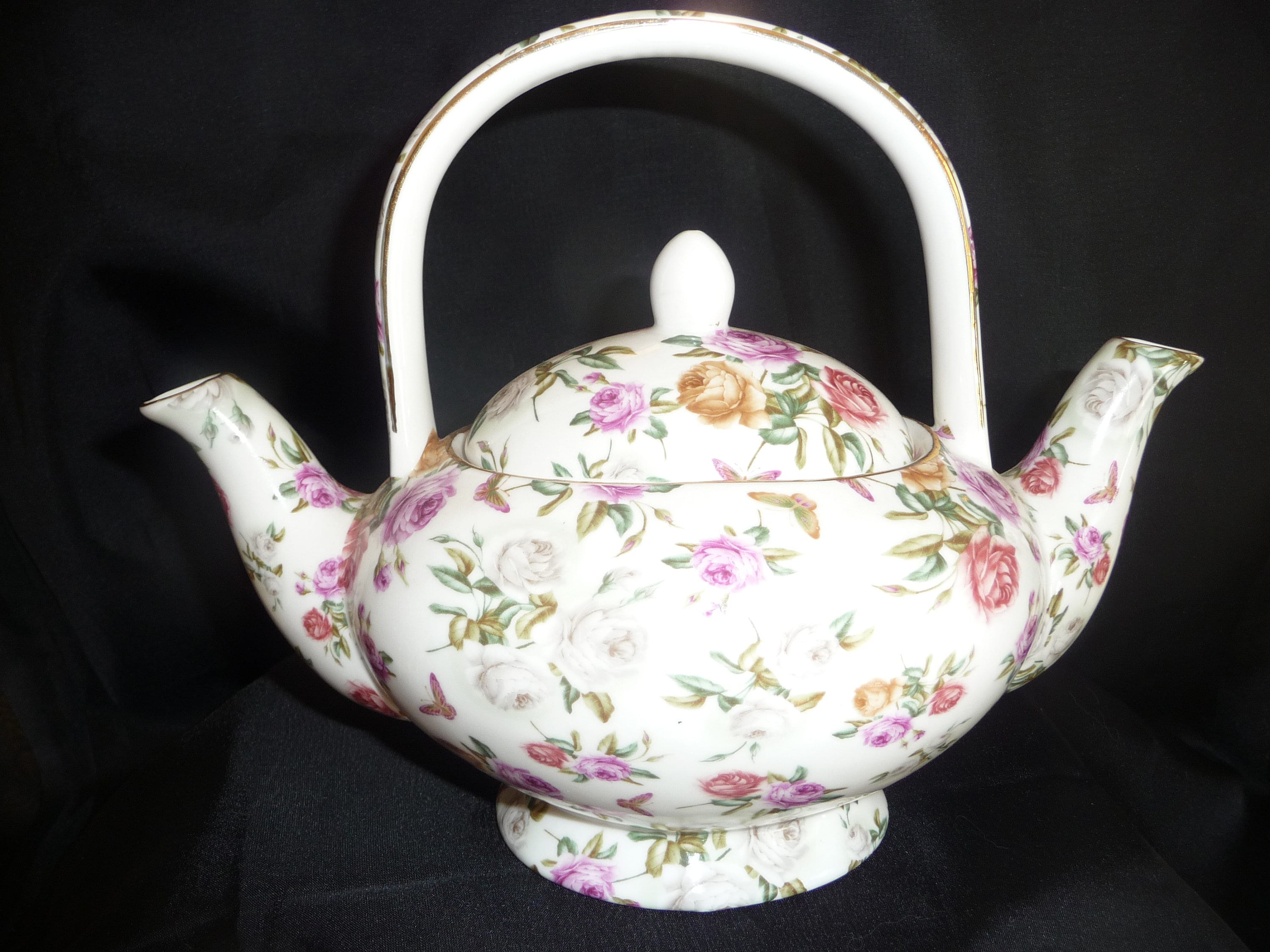 Double Spout Teapot A Special Place Made in China Gold Trim Tea Time Etsy