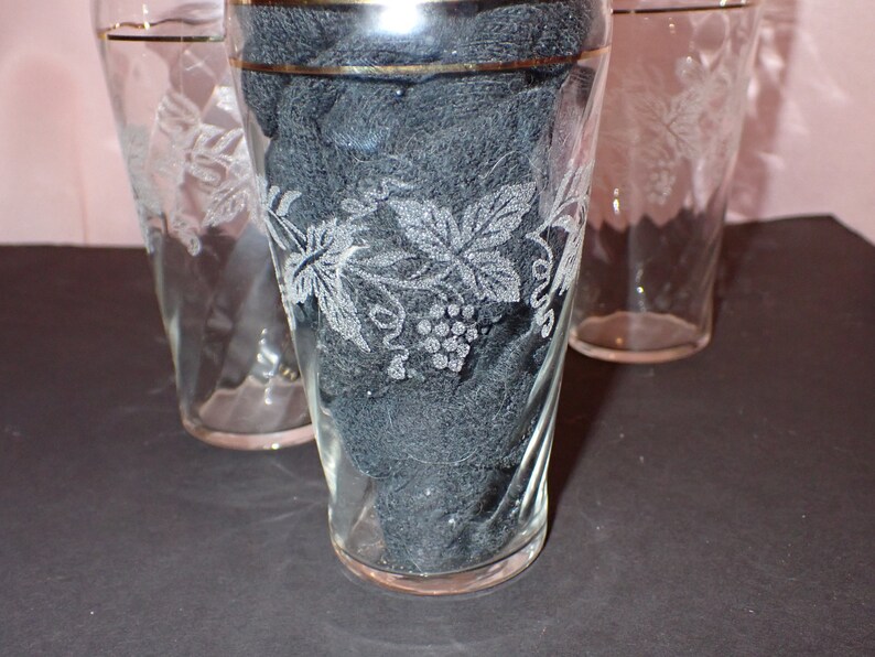 Set of 4 Bartlett Collins Vintage Gold Rim Barware, Bartlett Collins