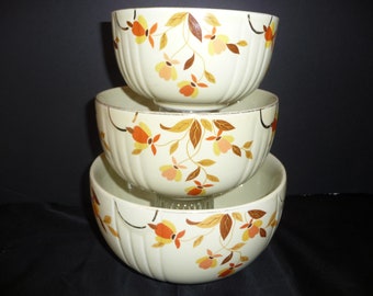 Vintage Hall Pottery Stacking Bowls 3 Piece Set Autumn Leaf Pattern - Etsy