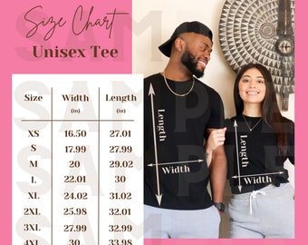 Bella Canvas 3001 Size Chart Unisex T Shirt Size Chart Bella - Etsy