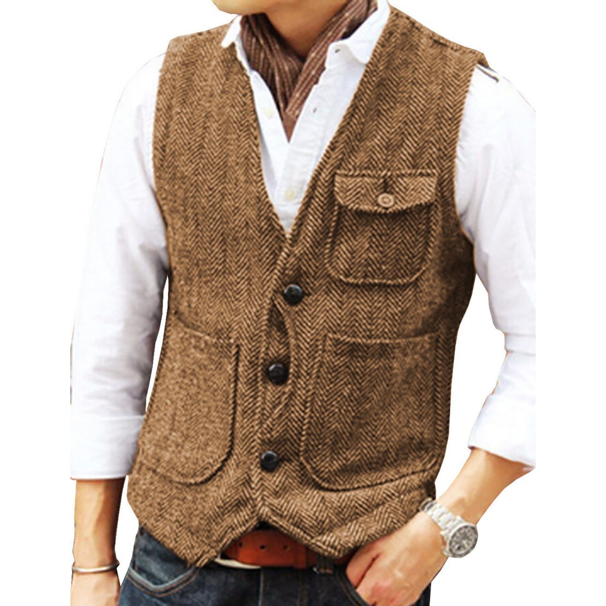 Get the Best Deals Ceehuteey Men's Vintage Suit Tweed Vests Wool Casual ...