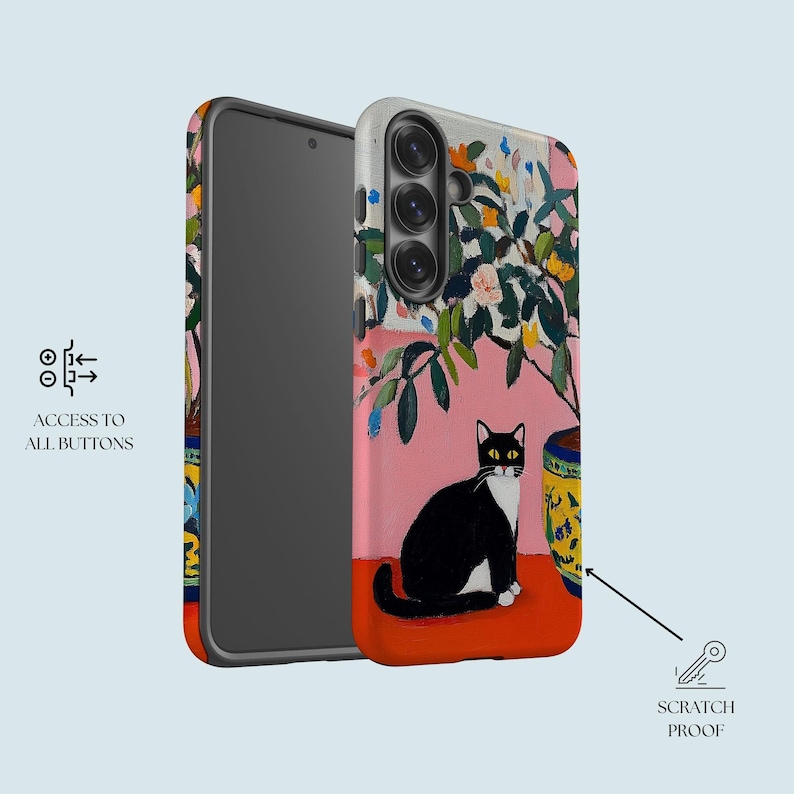 Kat Schilderen Telefoon Geval Kattenliefhebber Telefoon Cover Fit Voor Samsung Galaxy S25 S24 FE S23 Ultra S23 Plus S22 Ultra Note 20 Ultra S20 FE afbeelding 2