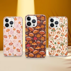 Trippy Mushroom Phone Case Retro Mushroom Cover Fit for iPhone 17 Pro Max 16 15 14 13 12 13 11 XS Samsung S25 S24 S23 FE A56 A16 Huawei P30