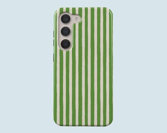 Green and Beige Striped Phone Case Vertical Lines Phone Cover Fit For Samsung Galaxy S25 S24 FE S23 Ultra S23 S22 Ultra S20 FE Note 20 Ultra