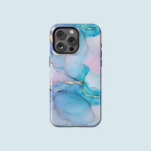 Blue Marble Phone Case Marble Finish MagSafe Phone Cover Fit for iPhone 17 Pro Max 16 Pro Max 15 14 13 Pro 12 11 Pro XS XR 8 Plus