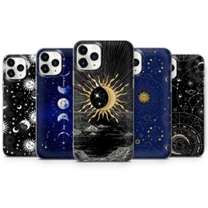 Sun and Moon Phone Case Celestial Cover Fit for iPhone 17 Pro Max 16 15 14 13 12 13 11 XS SE Samsung S25 S24 S23 FE A56 A16 Huawei P30 Pro