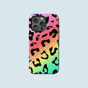Rainbow Leopard Print Phone Case Animal Print MagSafe Phone Cover Fit for iPhone 17 Pro Max 16 Pro Max 15 14 13 Pro 12 11 Pro XS XR 8 Plus
