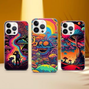 Psychedelic Trippy Phone Case Aesthetic Visuals Cover fit for iPhone 17 Pro Max 16 15 14 13 12 13 Samsung S25 S24 S23 FE A56 A16 Huawei P30
