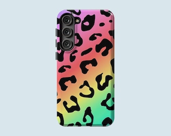 Rainbow Leopard Print Phone Case Animal Print Phone Cover Fit For Samsung Galaxy S25 S24 FE S23 Ultra S23 S22 Ultra S20 FE Note 20 Ultra