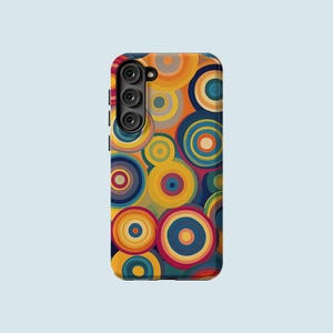 レトロな幾何学的な円の携帯電話ケース、美しい携帯電話カバー、Samsung Galaxy S25 S24 FE S23 Ultra S23 Plus S22 Ultra Note 20 Ultra S20 FEに適合