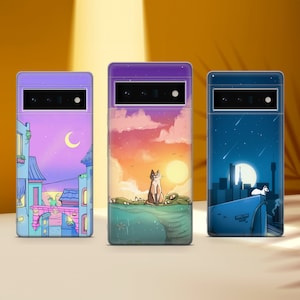 Cute Cat Phone Case Kawaii Cat Cover Fit For Google Pixel 10 Pro XL 9A 9 Pro 8A 8 Pro 7A 7 Pro 6 6A 3A 4XL 5 OnePlus 13 12R 11 10 Pro