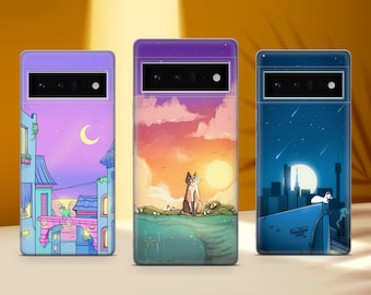 Funda de teléfono con diseño de gato kawaii, compatible con Google Pixel 10 Pro XL, 9A, 9 Pro, 8A, 8 Pro, 7A, 7 Pro, 6, 6A, 3A, 4XL, 5, OnePlus 13, 12R, 11, 10 Pro.