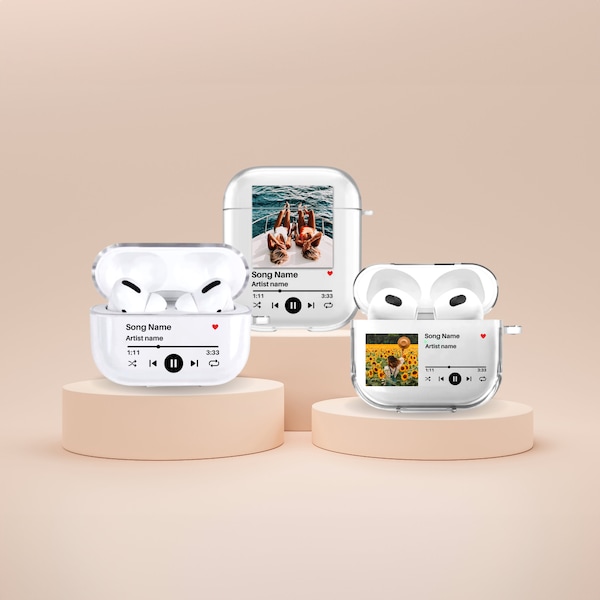 Plaque de musique personnalisée, étui pour AirPods, étui pour AirPods 1 génération AirPods 2 génération AirPods Pro 2 AirPods 3 Galaxy Buds+ Buds 2 Pro Live