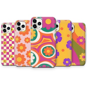 Retro Groovy Phone Case Floral Hippie Cover Fit for iPhone 15 14 11 Pro 12 13 XS 7+ 8 Samsung S24 S23 FE S22 A12 A51 A53 A70 Huawei P30 Pro