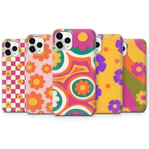 Coque de téléphone rétro groovy pour iPhone 16 Pro Max 15 14 11 12 13 XS 7 Samsung S25 S24 S23 FE S22 A14 A51 Huawei P30 Pro