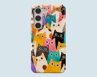 Cute Cats Phone Case Funny Cat Lover Cover Fit For Samsung Galaxy S25 S24 FE S23 Ultra S23 Plus S22 Ultra Note 20 Ultra S20 FE