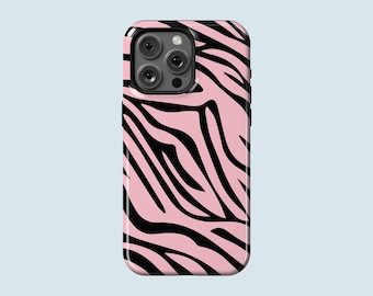 Pink Zebra Print Phone Case Animal Print MagSafe Phone Cover Fit for iPhone 17 Pro Max 16 Pro Max 15 14 13 Pro 12 11 Pro XS XR 8 Plus