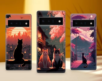 Funda de teléfono con diseño de gato, compatible con Google Pixel 10 Pro XL, 9A, 9 Pro, 8A, 8 Pro, 7A, 7 Pro, 6, 6A, 3A, 4XL, 5, OnePlus 13, 12R, 11, 10 Pro.