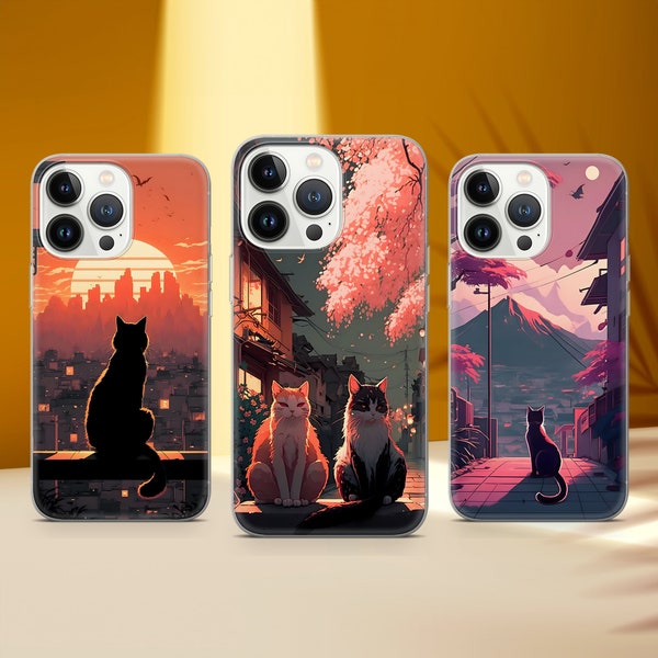 Cute Cat Phone Case Aesthetic Cats Phone Cover Fit for iPhone 15 14 11 Pro 12 13 XS 7+ Samsung S24 S23 FE S22 S21 S20 A12 A52 A53 Huawei P30