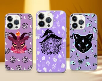 Pastel Goth Handyhülle Witchy Kawaii Cover passend für iPhone 17 Pro Max 16 15 14 13 12 13 11 XS Samsung S25 S24 S23 FE A56 A16 Huawei P30 Pro