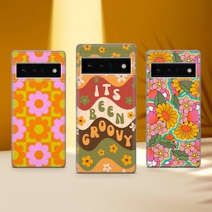 70s Pattern Print Phone Case Flower Retro Vibes Cover for Google Pixel 10 Pro XL 9A 9 Pro 8A 8 Pro 7A 7 Pro 6 6A 3A 4XL 5 OnePlus 13 12R 11