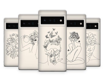 Funda de teléfono con dibujo artístico de una línea para mujer, compatible con Google Pixel 10 Pro XL, 9A, 9 Pro, 8A, 8 Pro, 7A, 7 Pro, 6, 6A, 3A, 4XL, 5, OnePlus 13, 12R, 11 y 10 Pro.