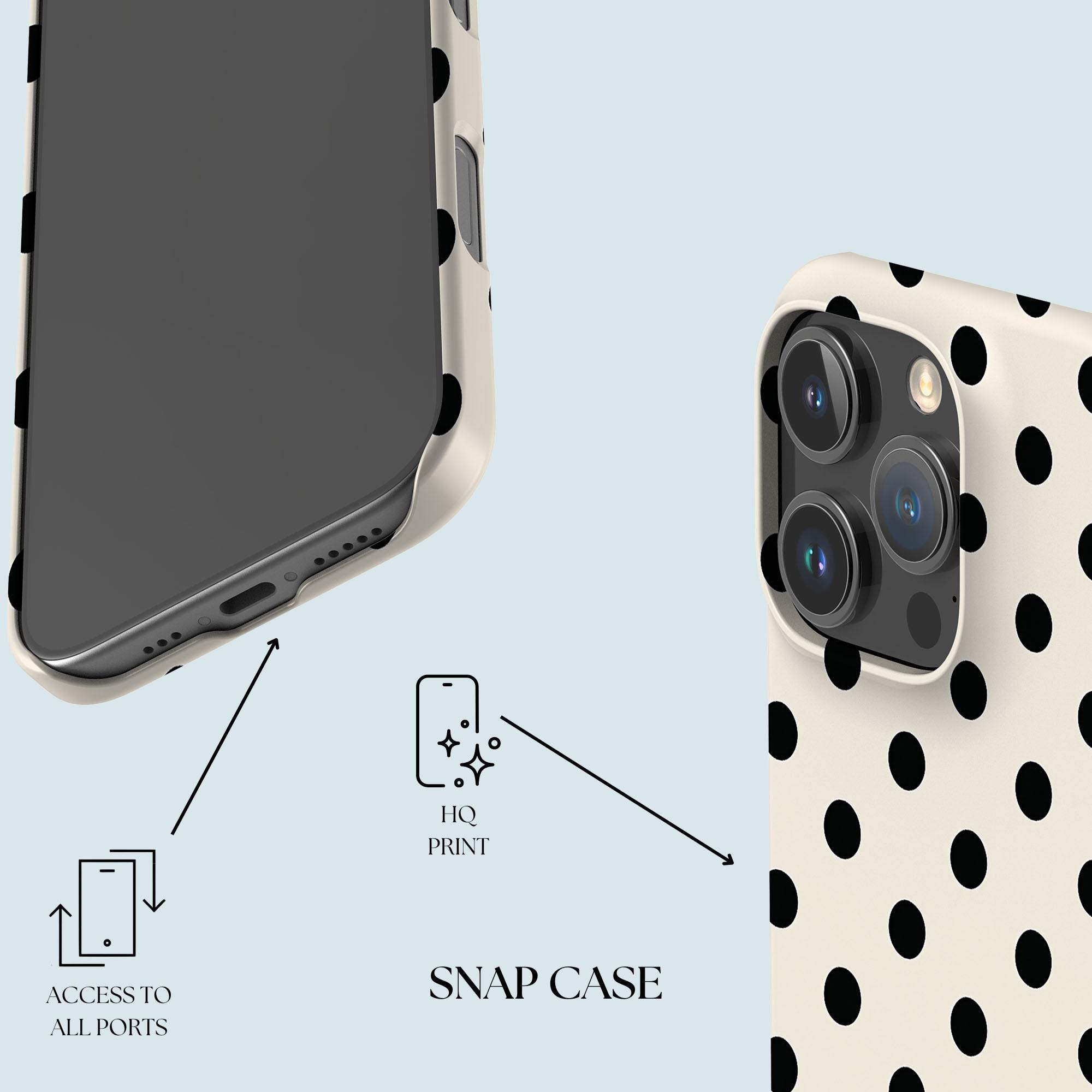 Polka Dot Pattern Black, White, For Women Girls Polka Dots Case For IPhone 16 Pro