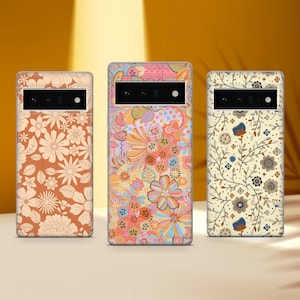 Groovy Floral Pattern Phone Case Vintage Flower Phone Cover dla Google Pixel 9A 9 Pro XL 8A 8 Pro 8 7A 7 Pro 7 6 6A 6 Pro 3 3XL 4A OnePlus