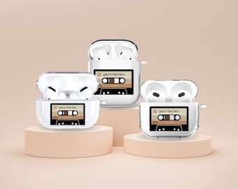 Étui personnalisé pour AirPods avec bande cassette Étui personnalisé à musique rétro pour AirPods 1 génération AirPods 2 génération AirPods Pro 2 AirPods 3 génération et AirPods 4