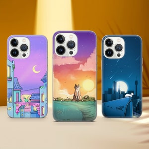 Cute Cat Phone Case Kawaii Cat Phone Cover Fit for iPhone 15 Pro 14 11 12 13 XS X 7+ 8 SE Samsung S24 S23 S22 S21 A14 A52 A53 A70 Huawei P30